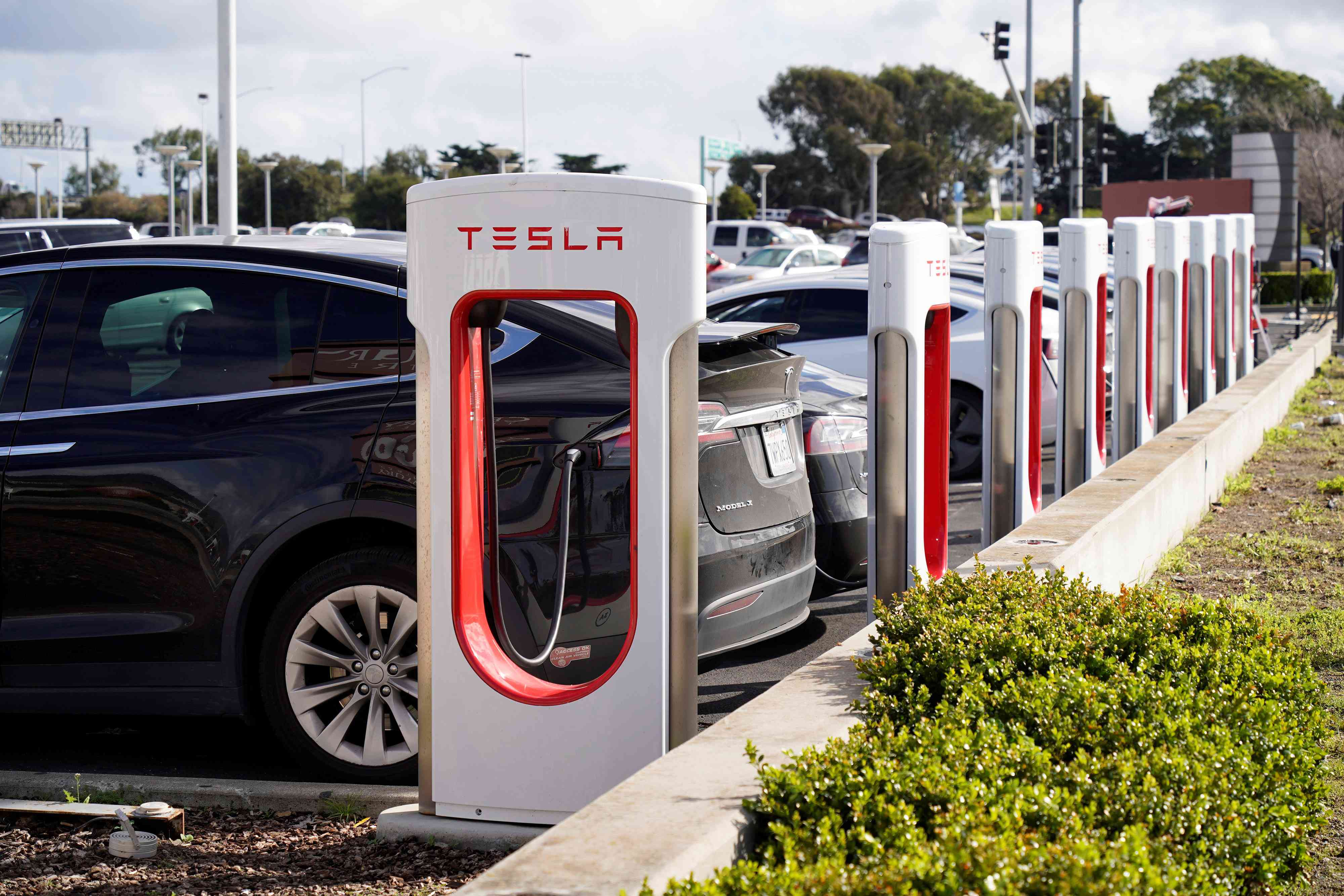 Tesla cars in San Bruno, California, on Feb. 2, 2024