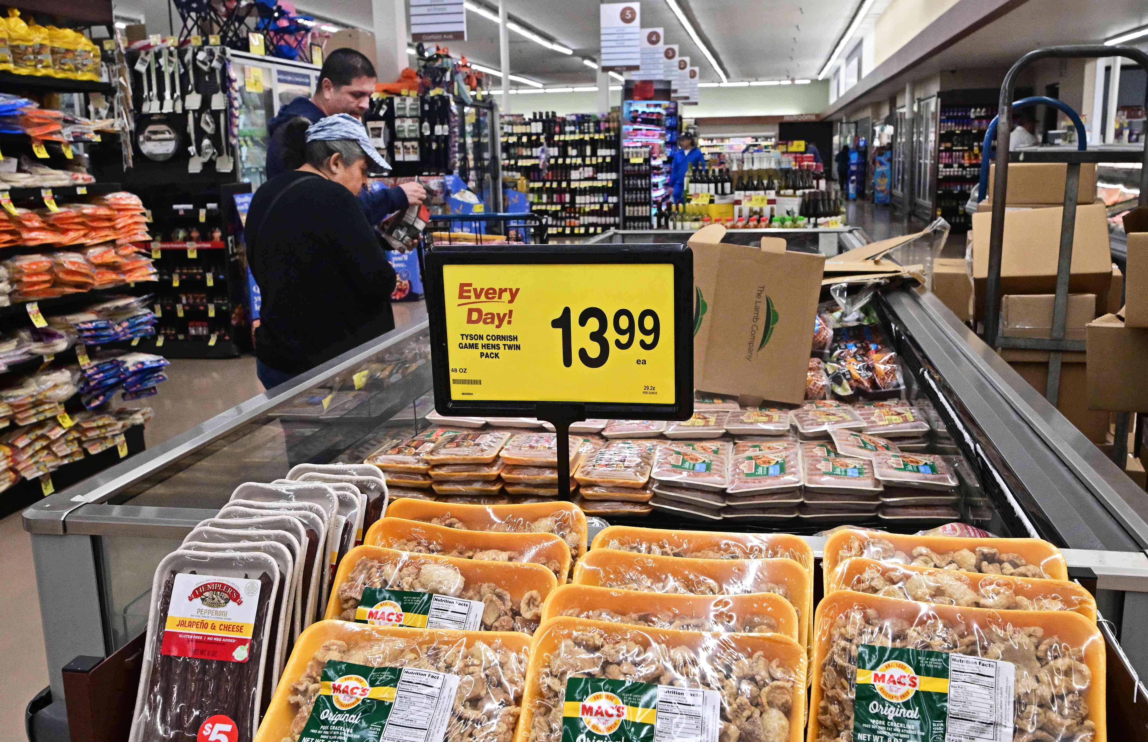 People shop at a supermarket in Montebello, California, on May 15, 2024.