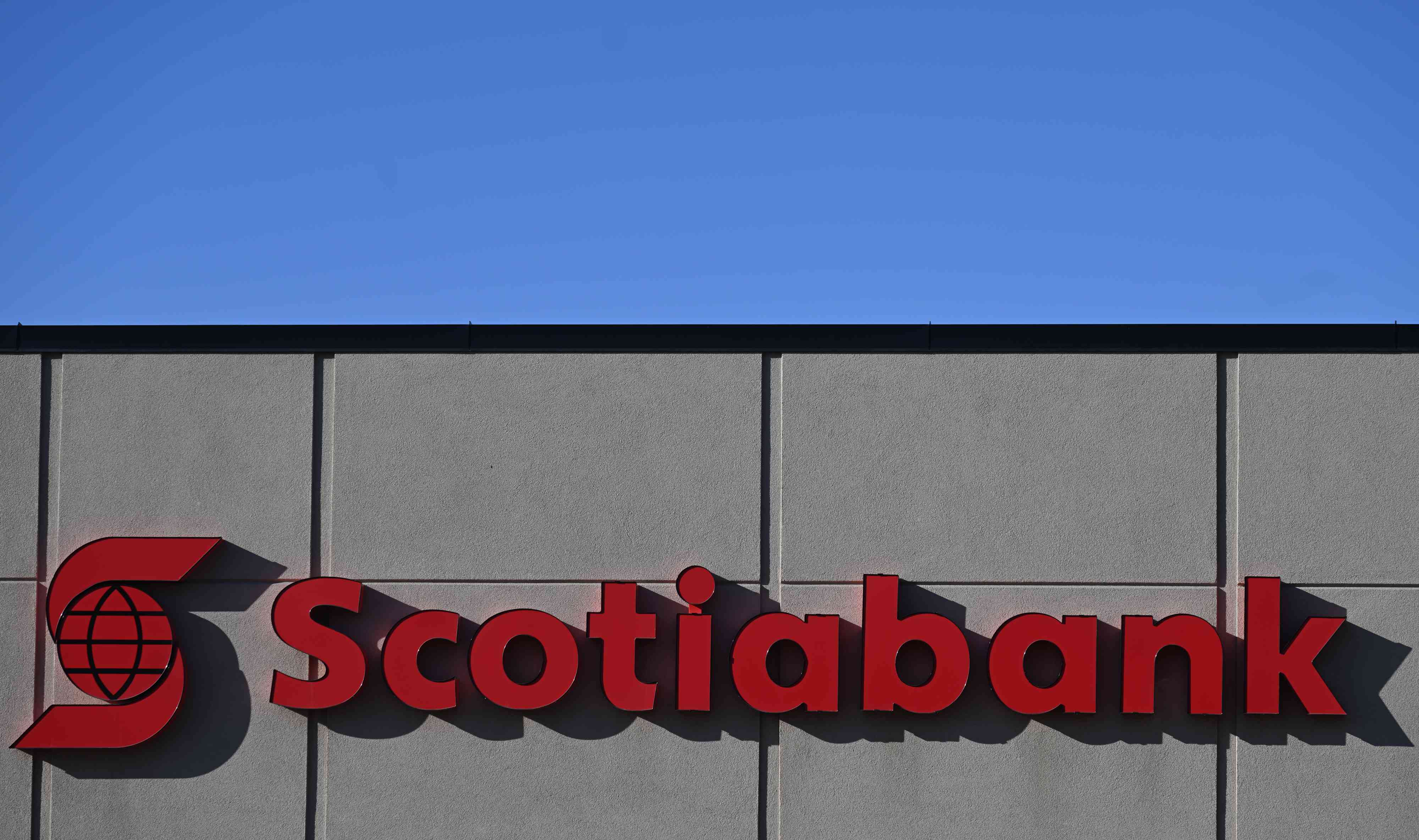 Logo of SCOTIABANK, on April 3, 2024, in Sherwood Park, Strathcona County, Alberta, Canada