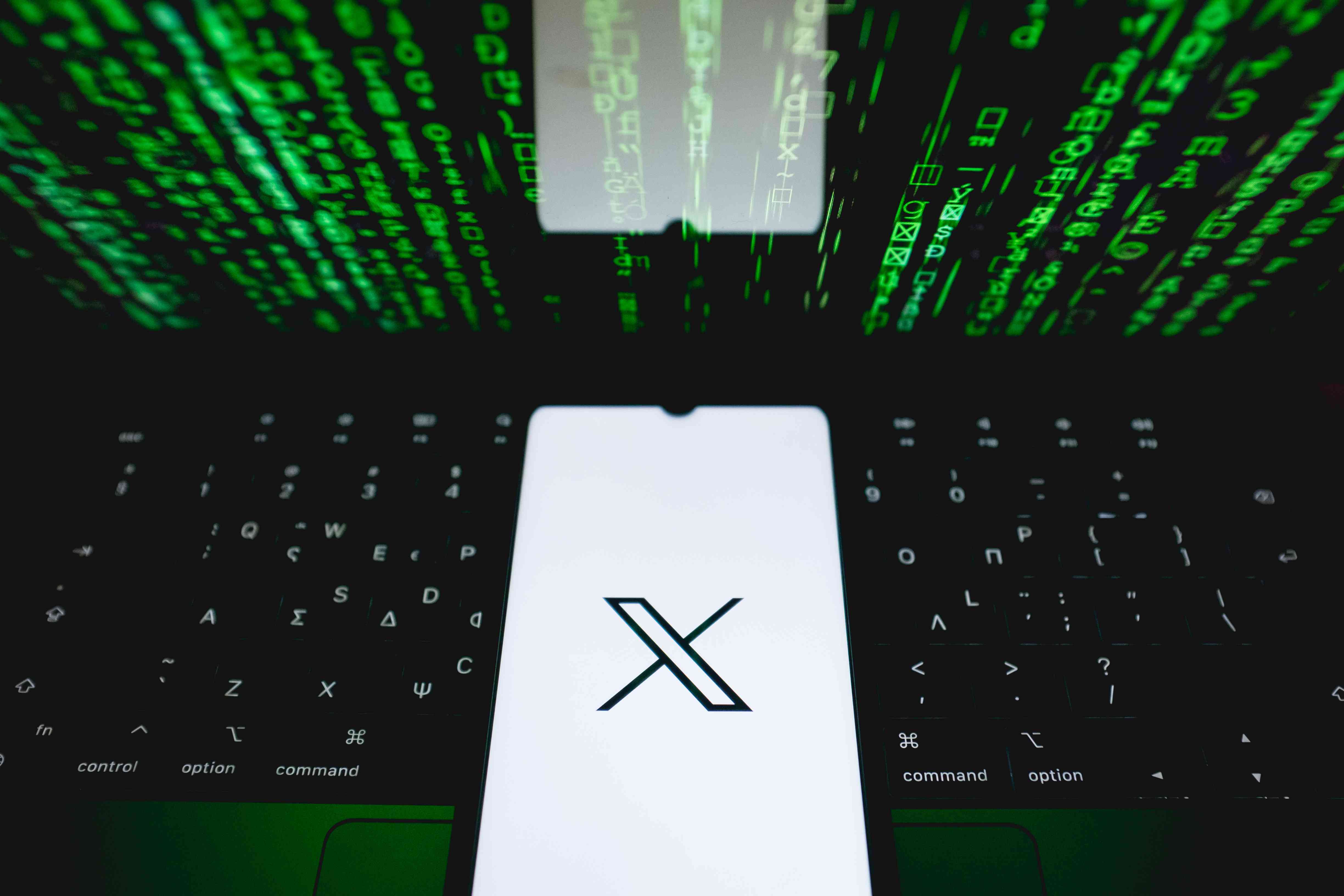 The X logo is being displayed on a smartphone screen in Athens, Greece, on July 4, 2024