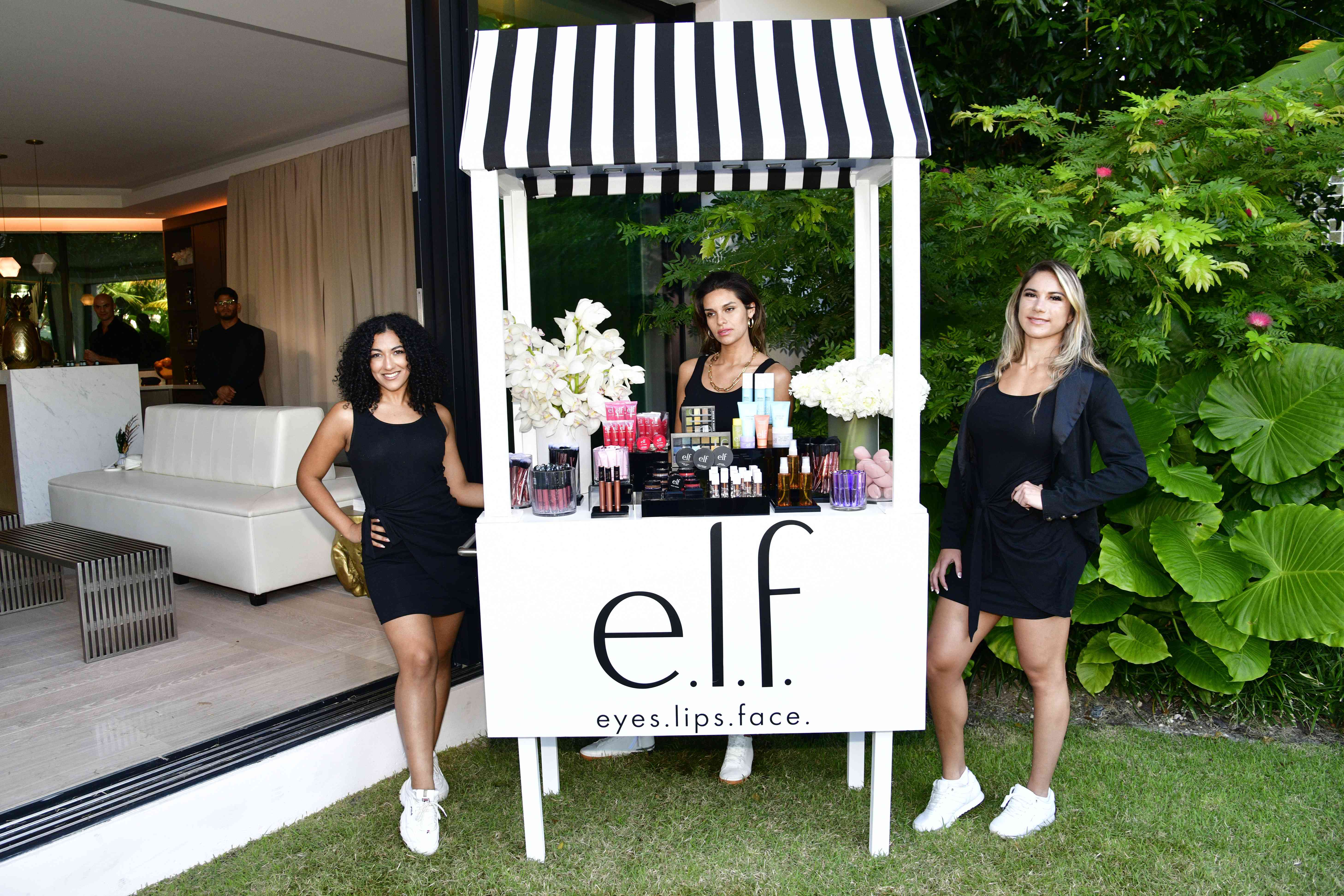 Elf Cosmetics booth is seen as NYLON Celebrates Art, Music And Fashion At The NYLON House, Art Basel Miami on December 03, 2021 in Miami, Florida