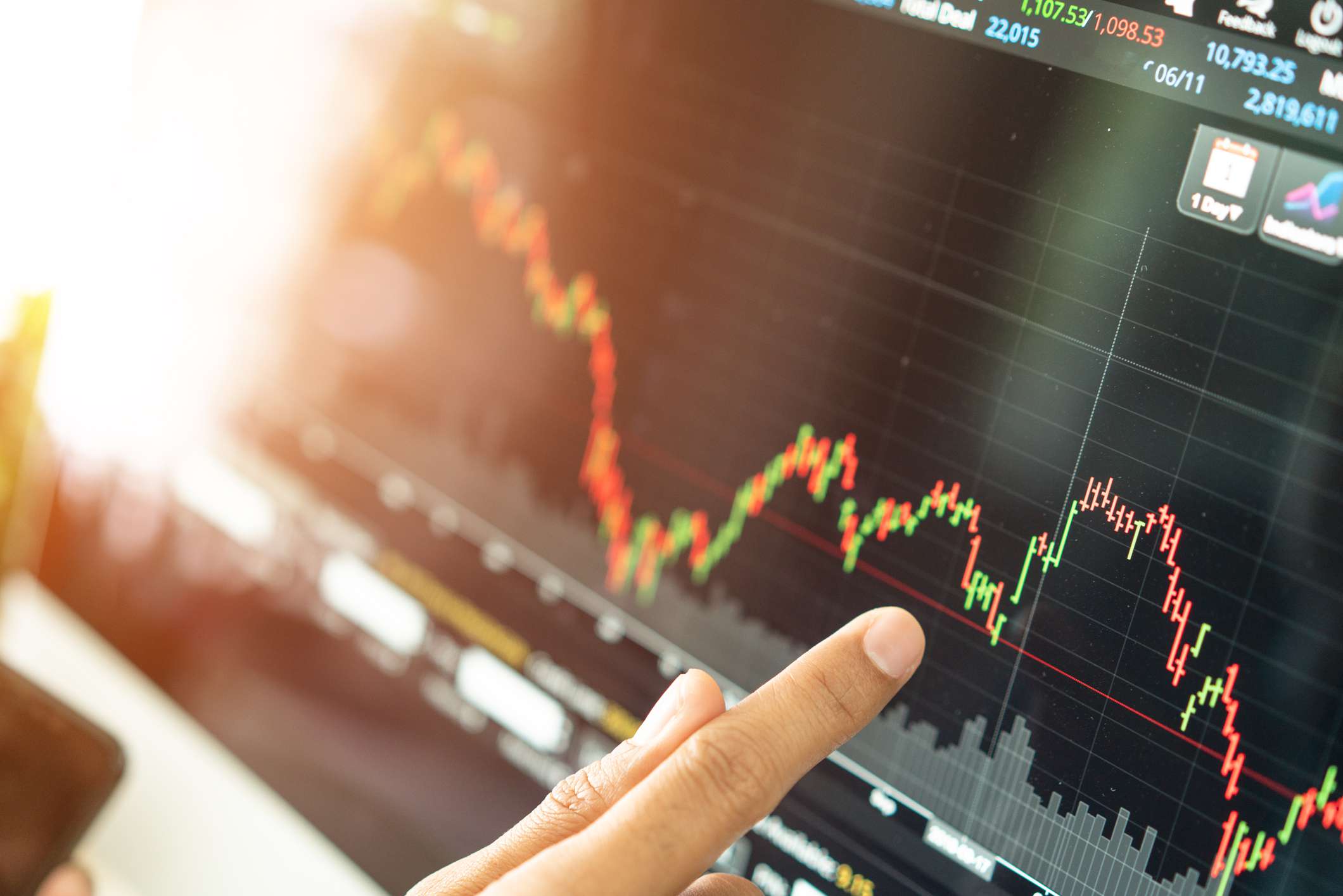 Stock market graph chart.