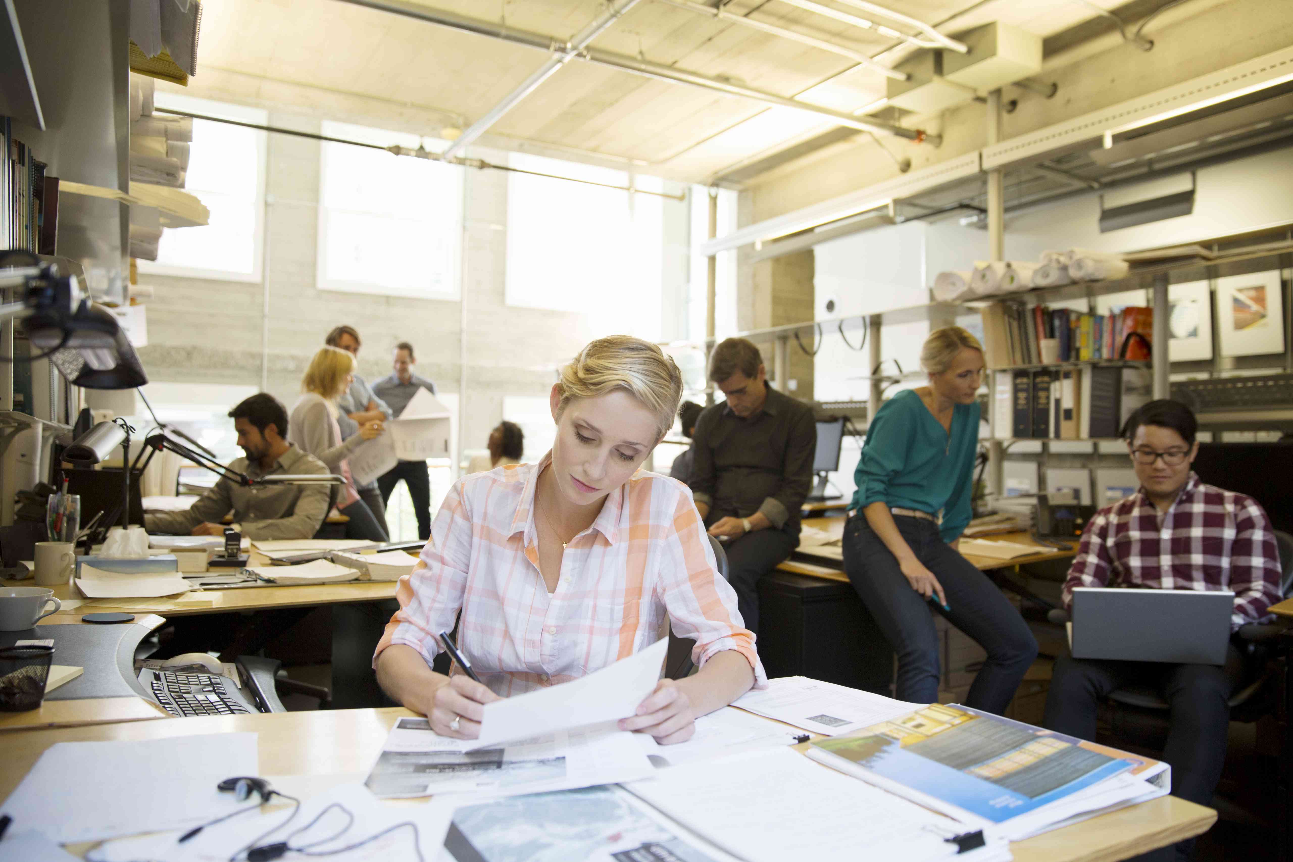 Workers in a busy office