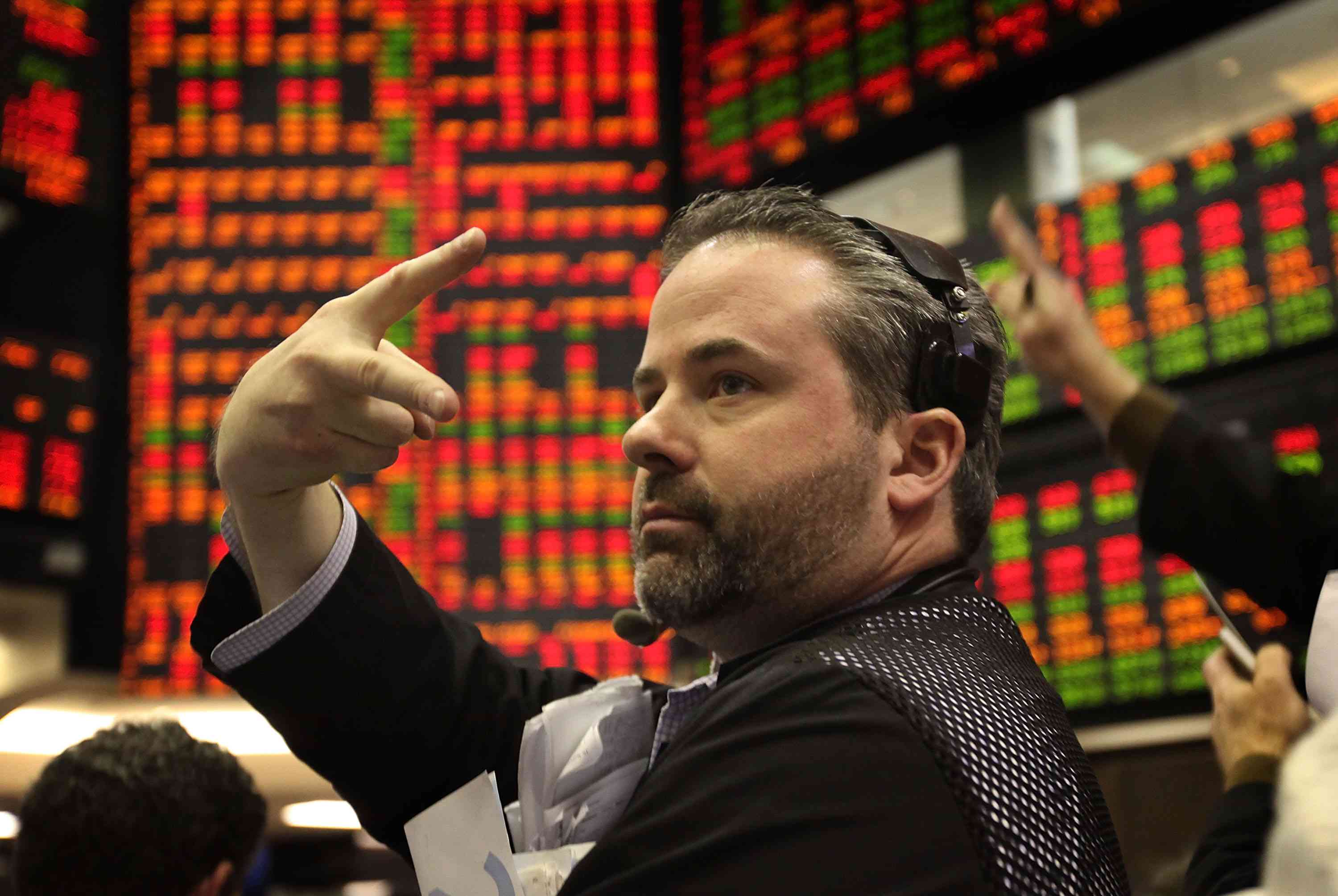 Trader on the floor of an exchange 