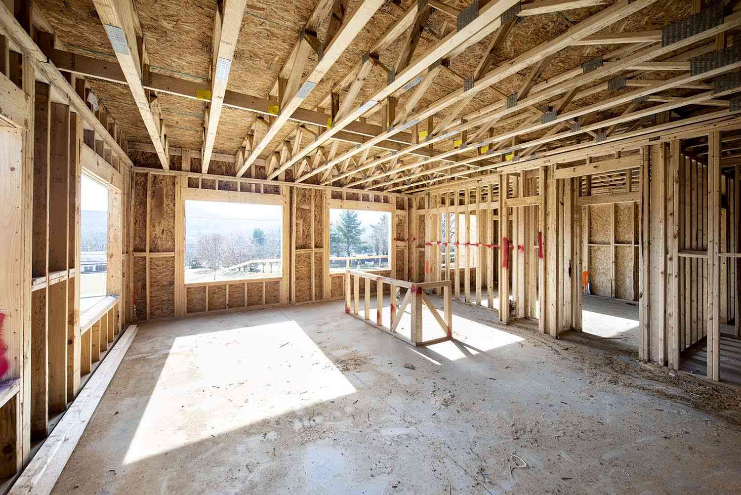 Wood frame of Multi-Family Housing Construction site using Construction Loans