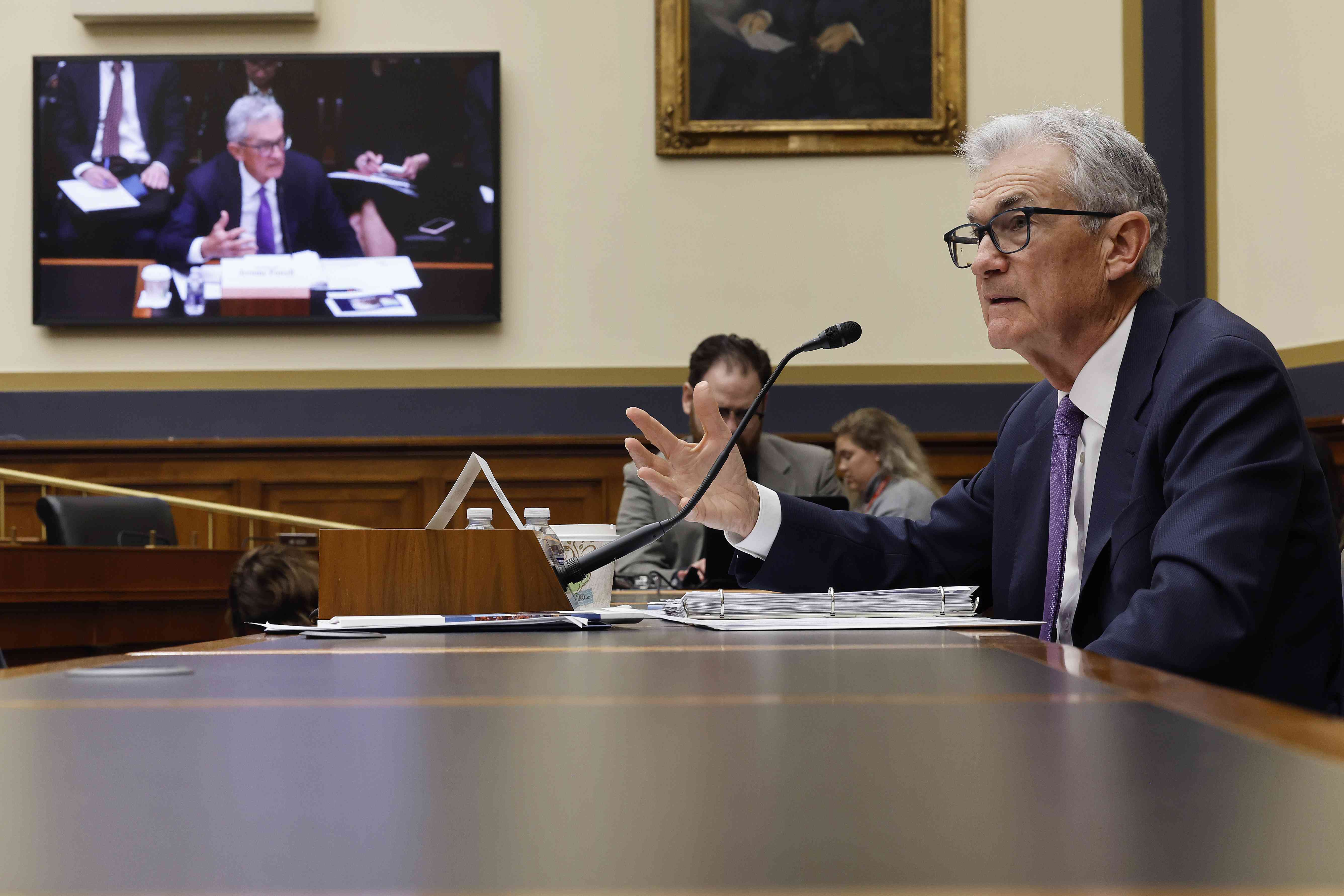 Federal Reserve Bank Chairman Jerome Powell testifies before the House Financial Services Committee in the Rayburn House Office Building on Capitol Hill on March 06, 2024