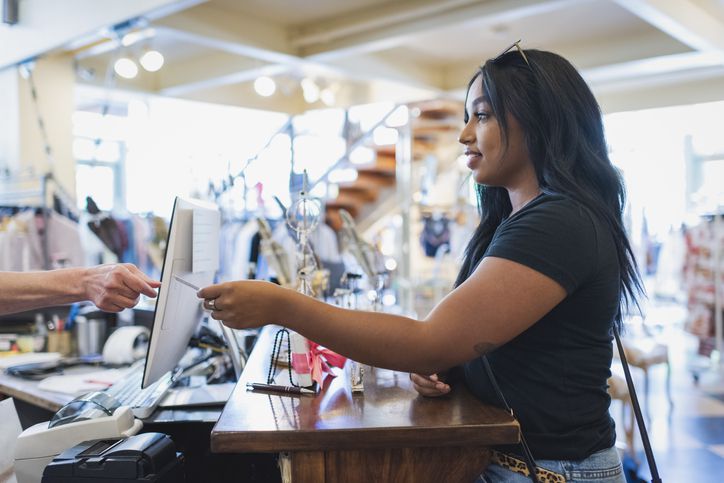 Woman buying something