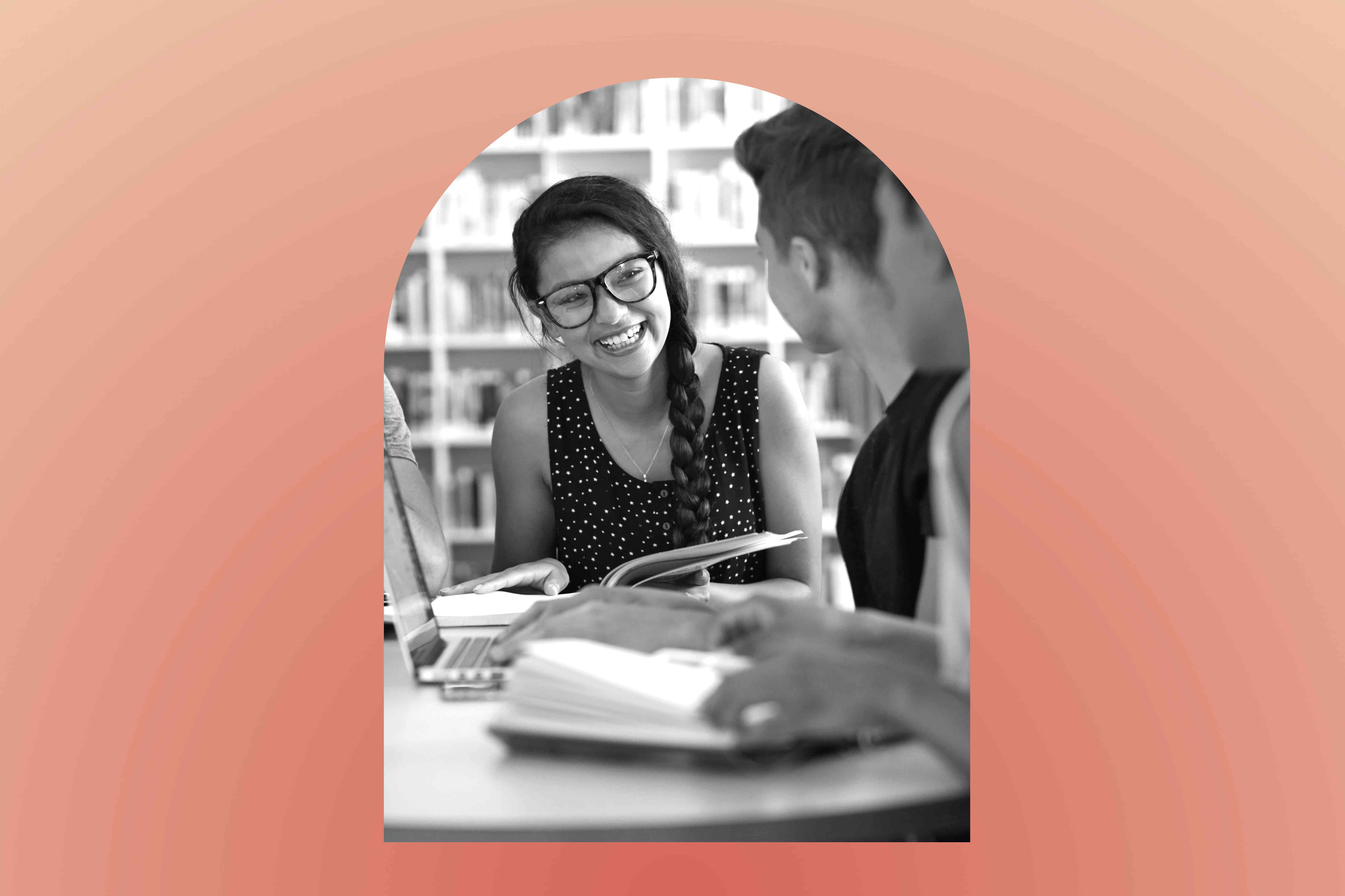 teenagers in the library