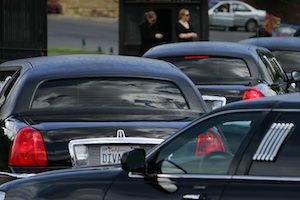 Black cars at a funeral