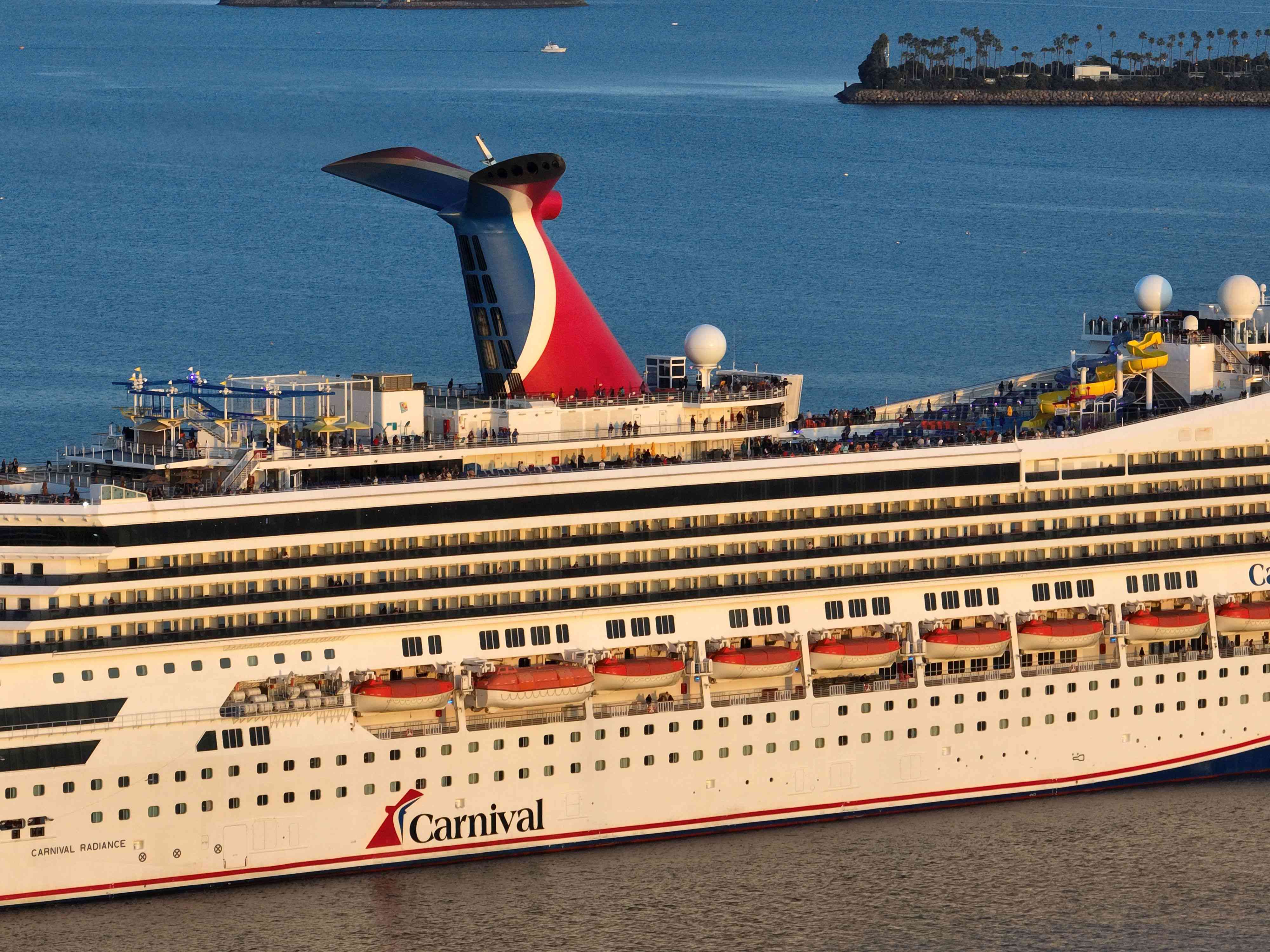 A Carnival cruise ship under sail