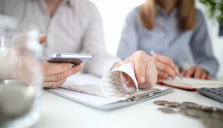 Couple checking finances