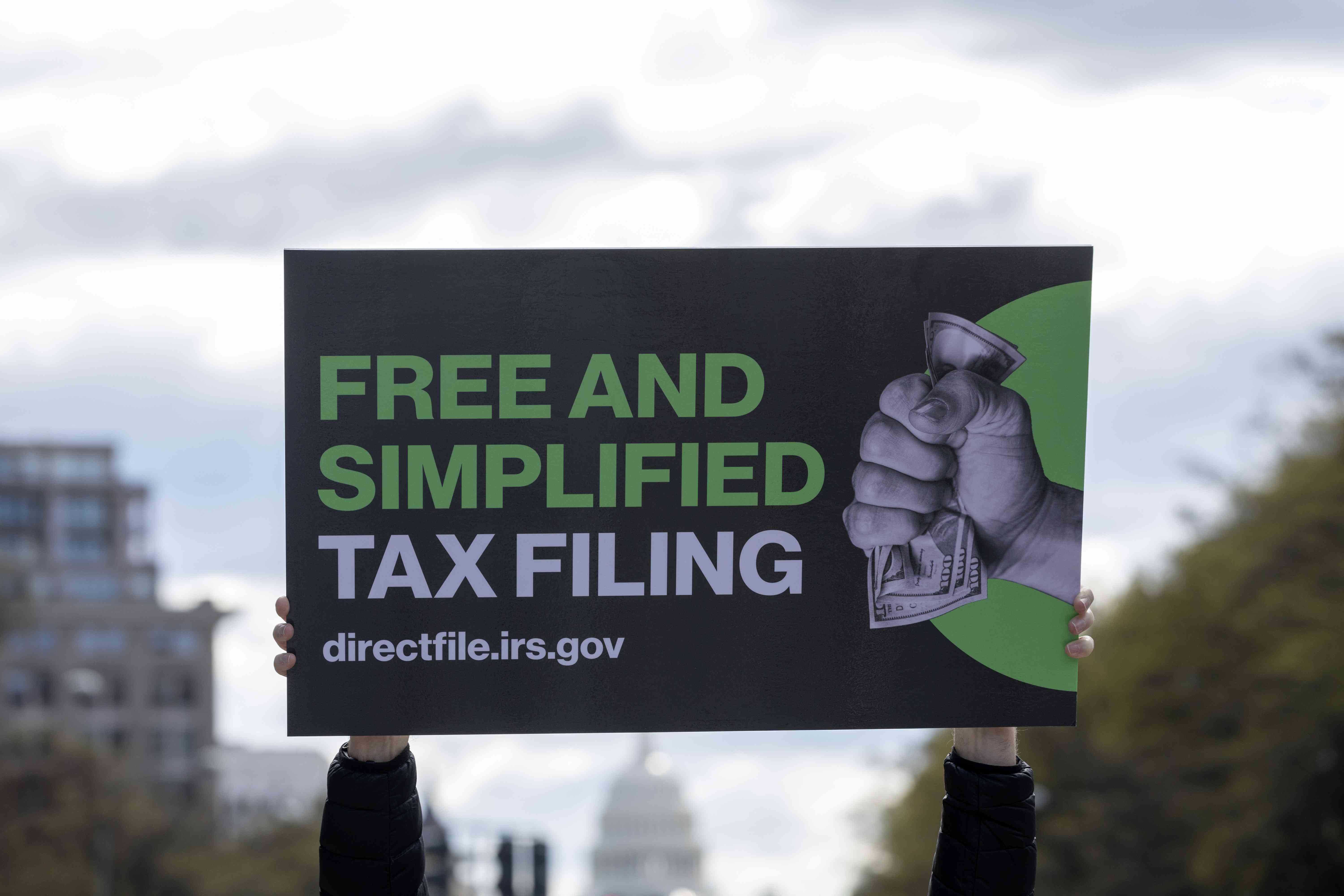 People use IRS Direct File at the Internal Revenue Service Building on April 05, 2024 in Washington, DC.