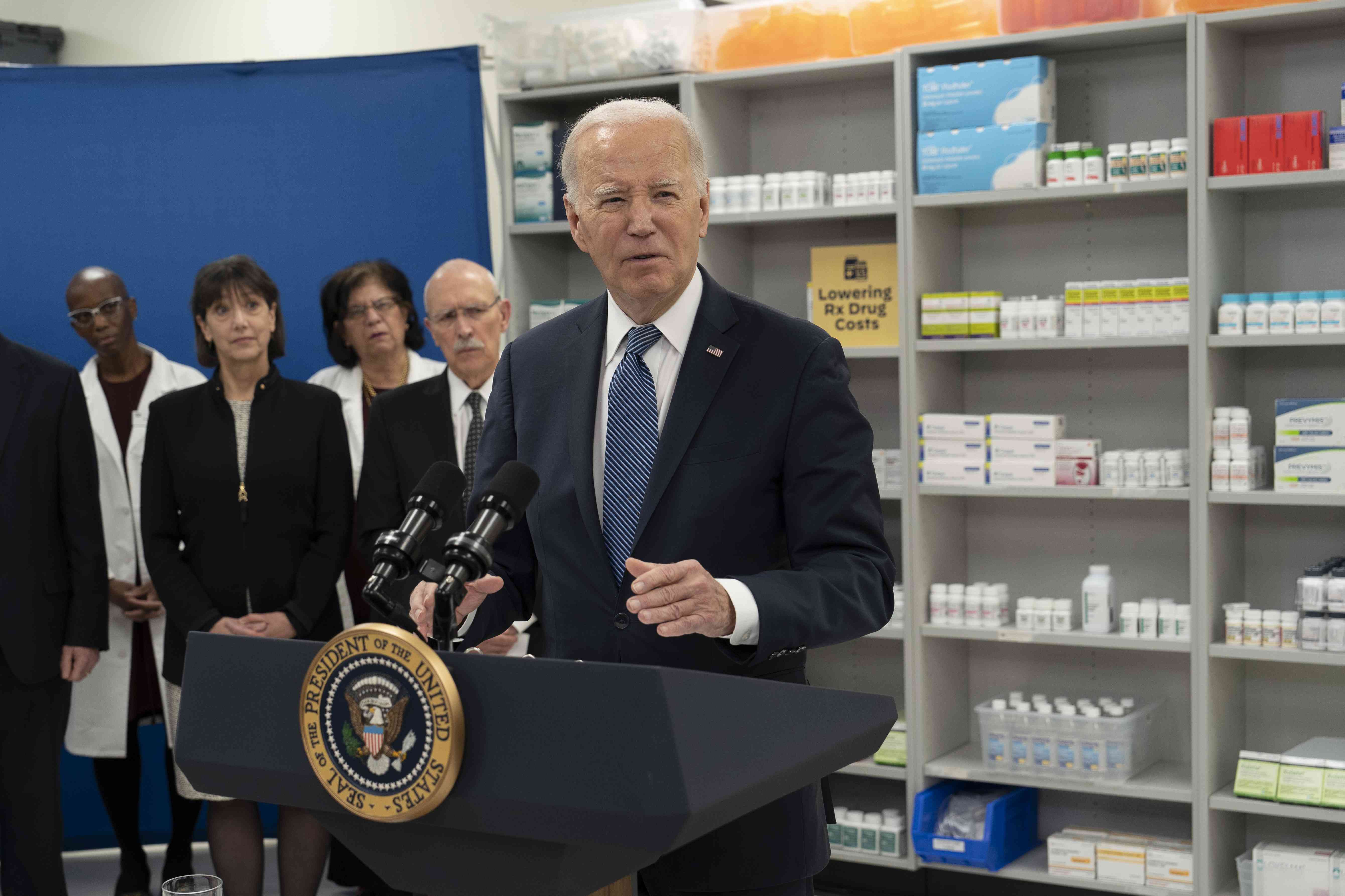 US President Joe Biden speaks during an event at the National Institutes of Health (NIH) inÃÂ Bethesda, Maryland, US, on Thursday, Dec. 14 2023. 