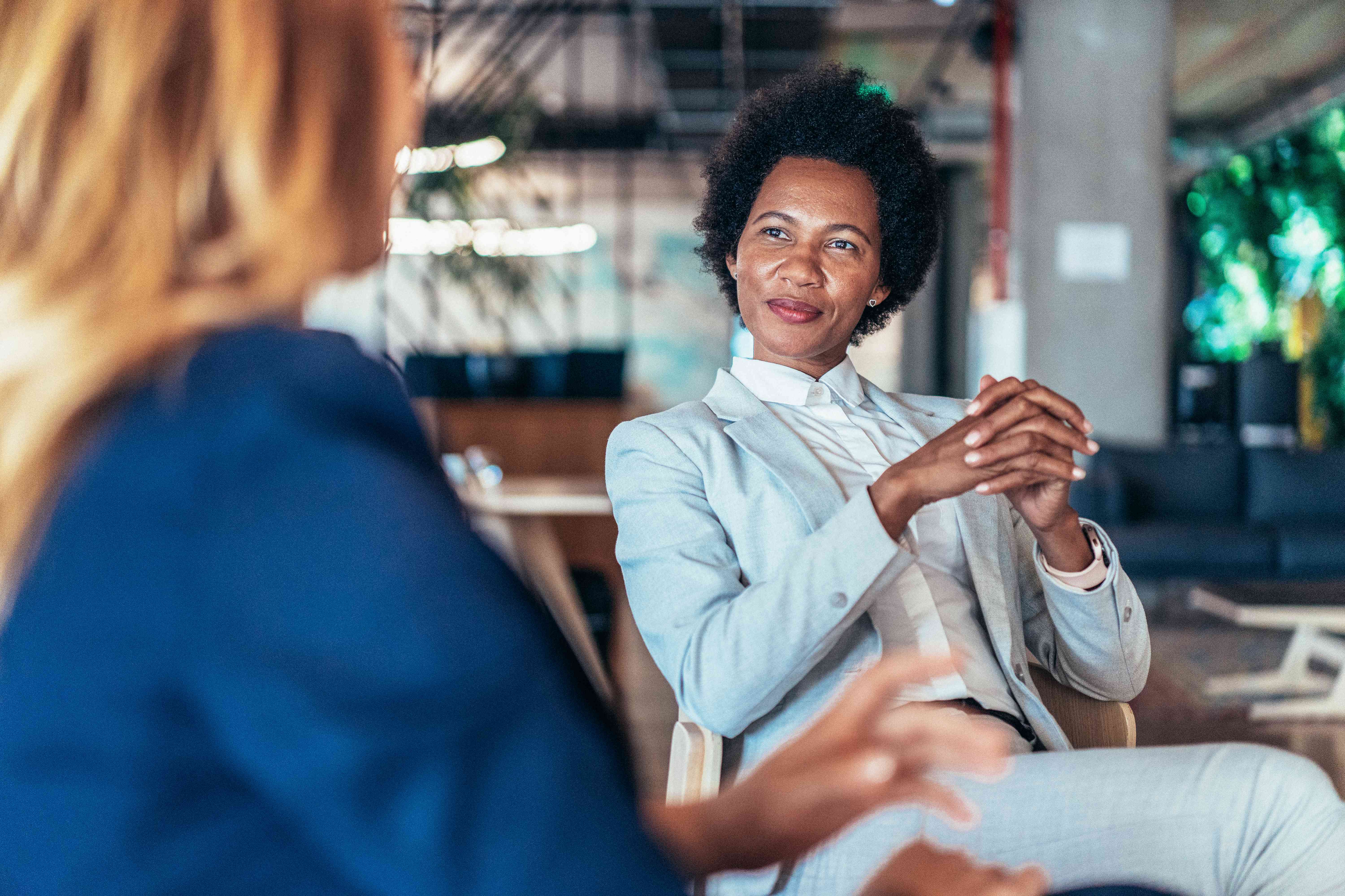 Two women engaged in conversation