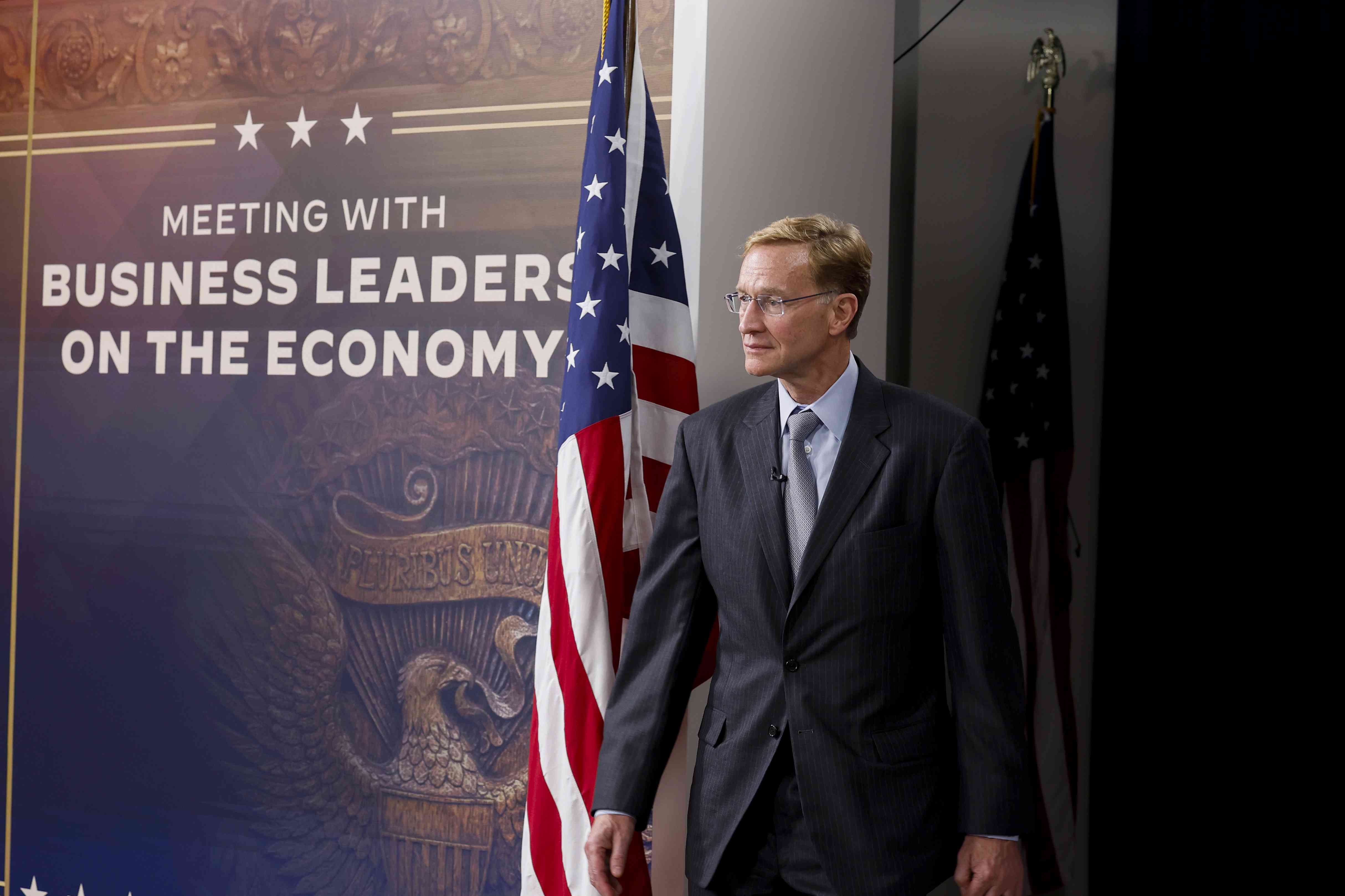 Corning CEO Wendell Weeks arrives to a meeting on the U.S. Economy with CEOs and President Joe Biden on July 28, 2022.