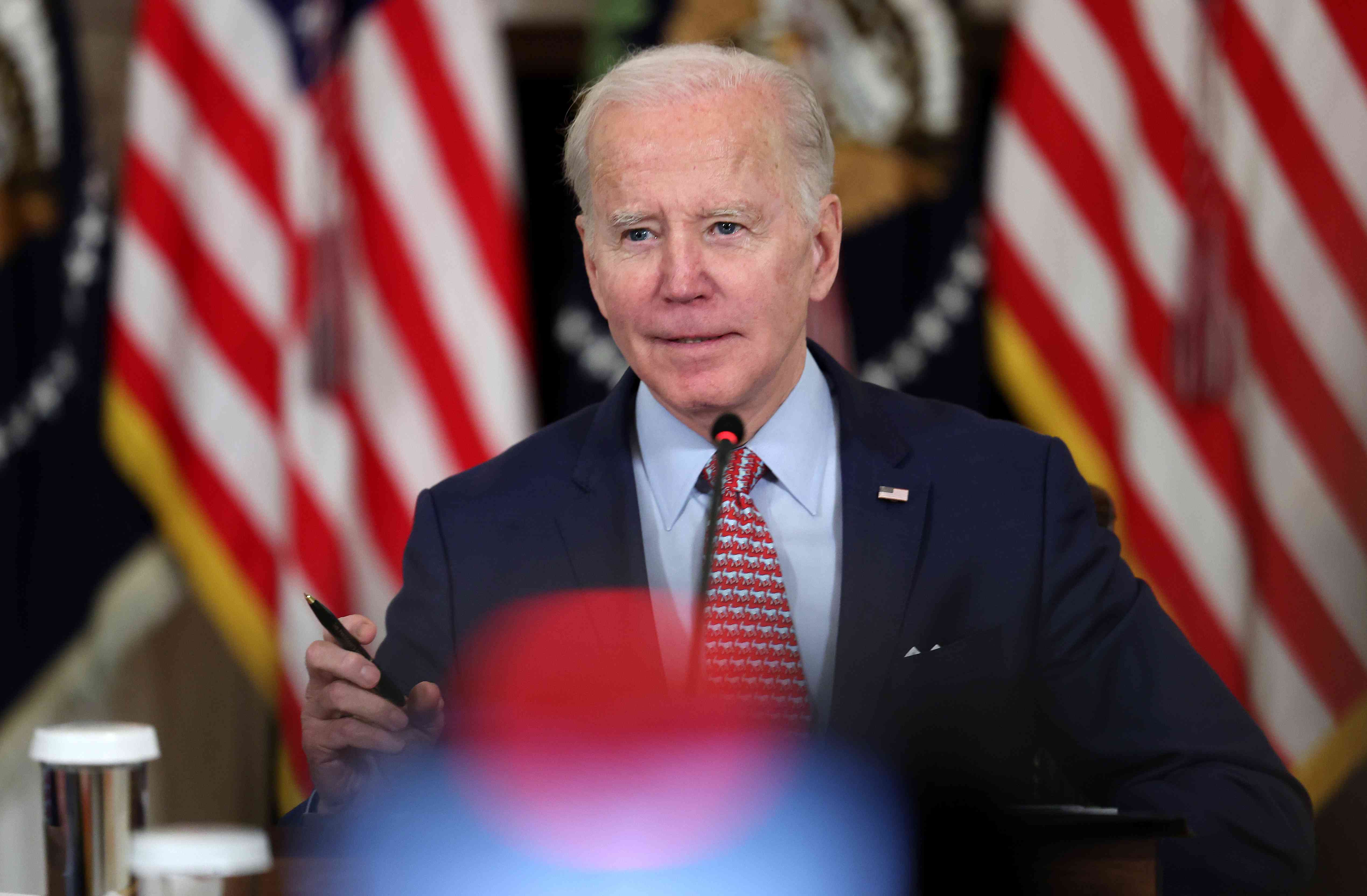 U.S. President Joe Biden speaking at a meeting.