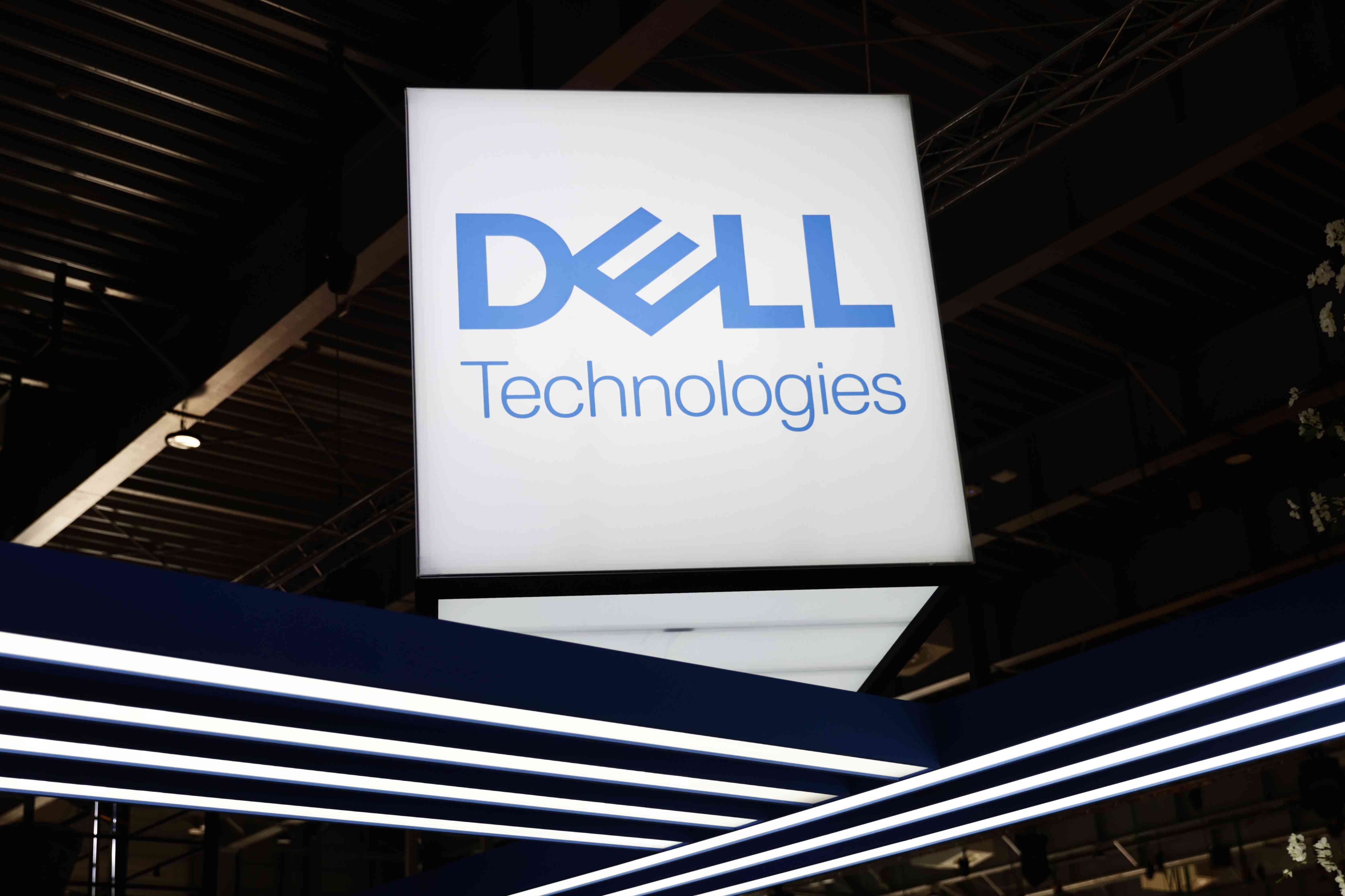 The Dell Technologies logo on display at a conference.