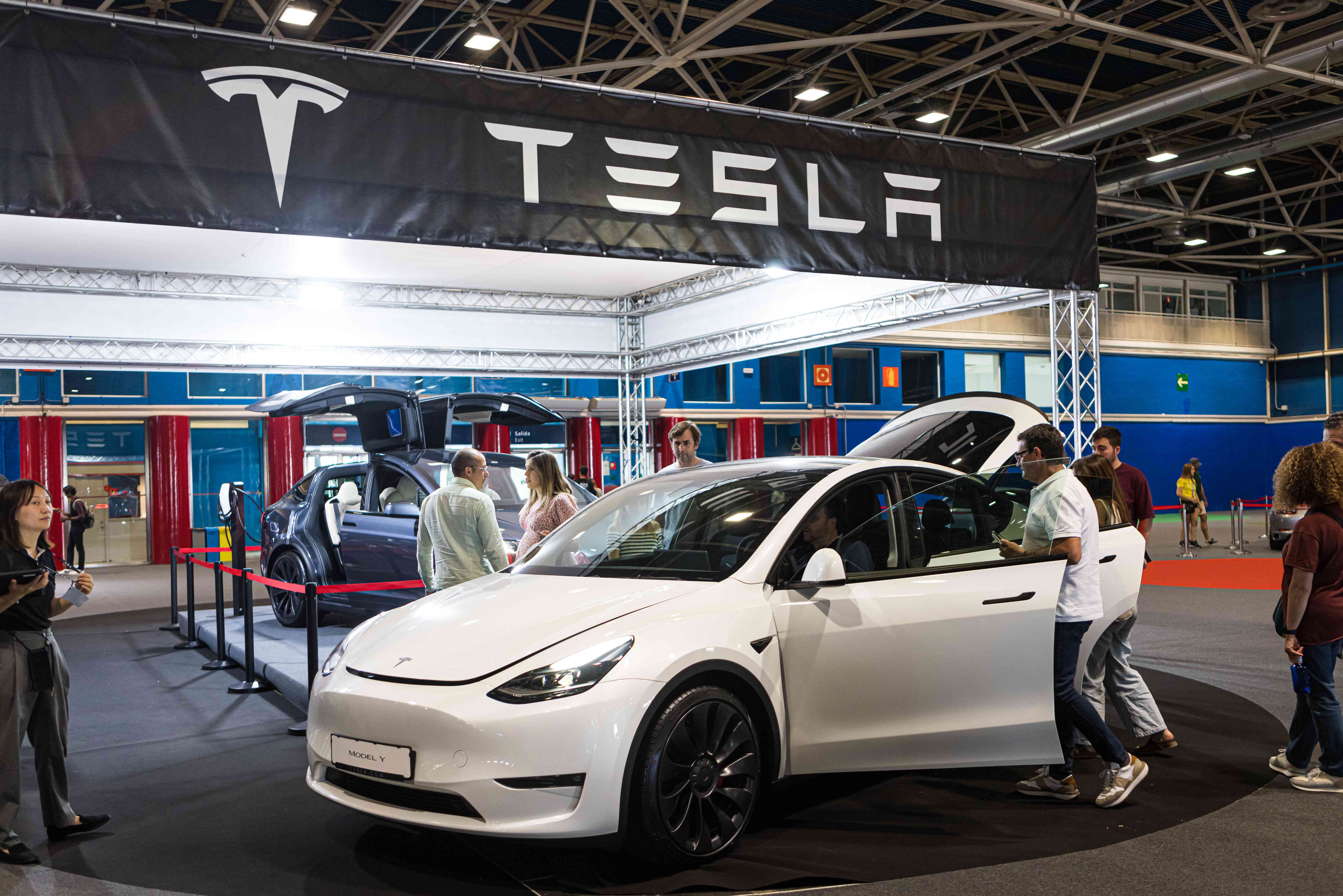 Tesla stand at Madrid Car Experience, Madrid's motor show, at the Feria de Madrid Ifema, on 25 May, 2024.