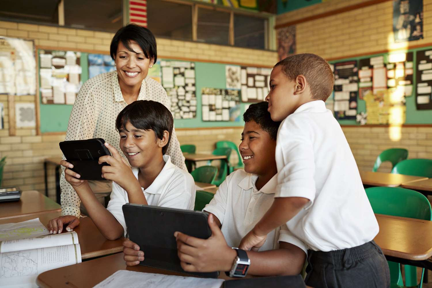 Teacher with students