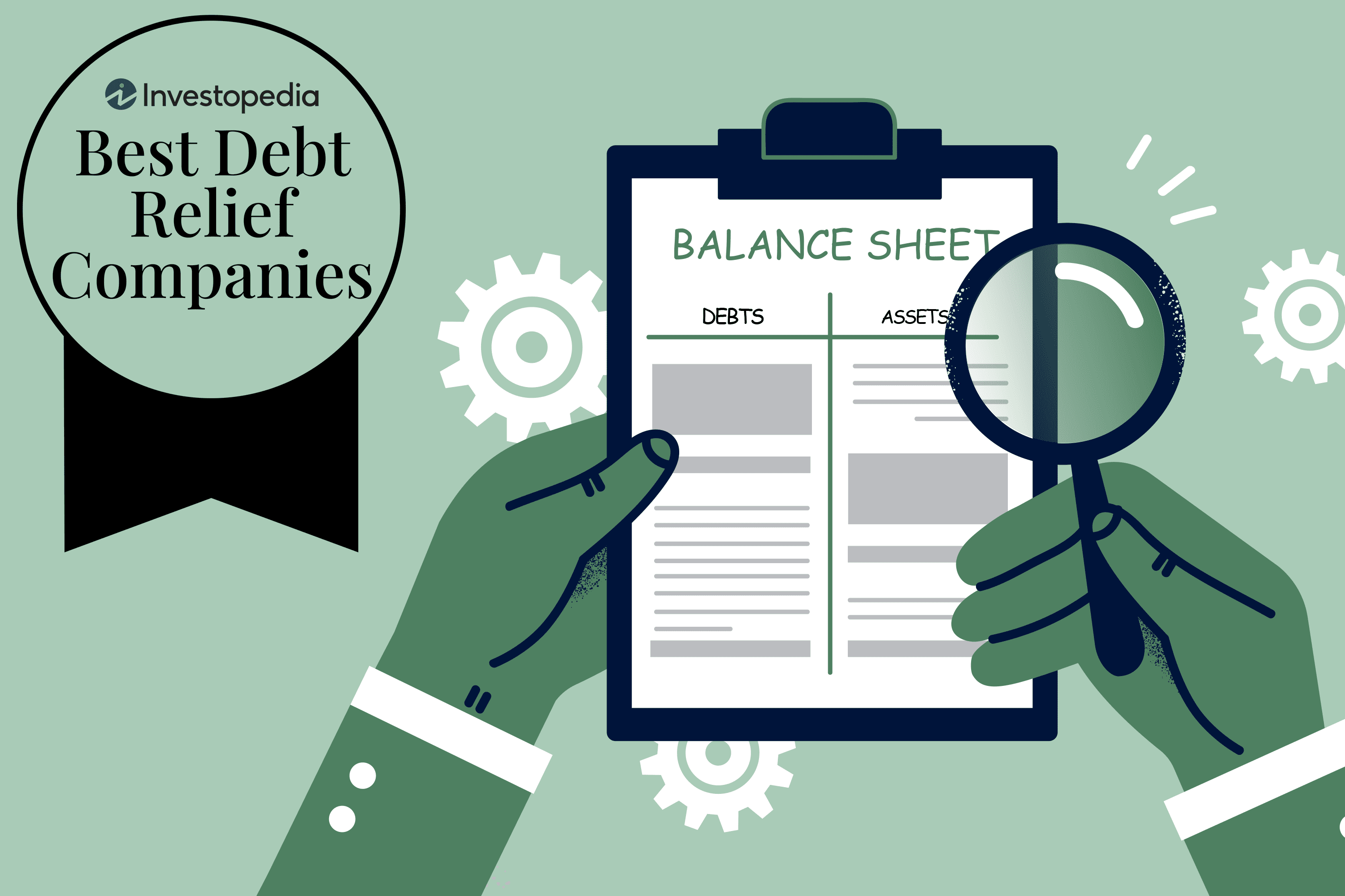 An illustration of a balance sheet, with the words "Best Debt Relief Companies."