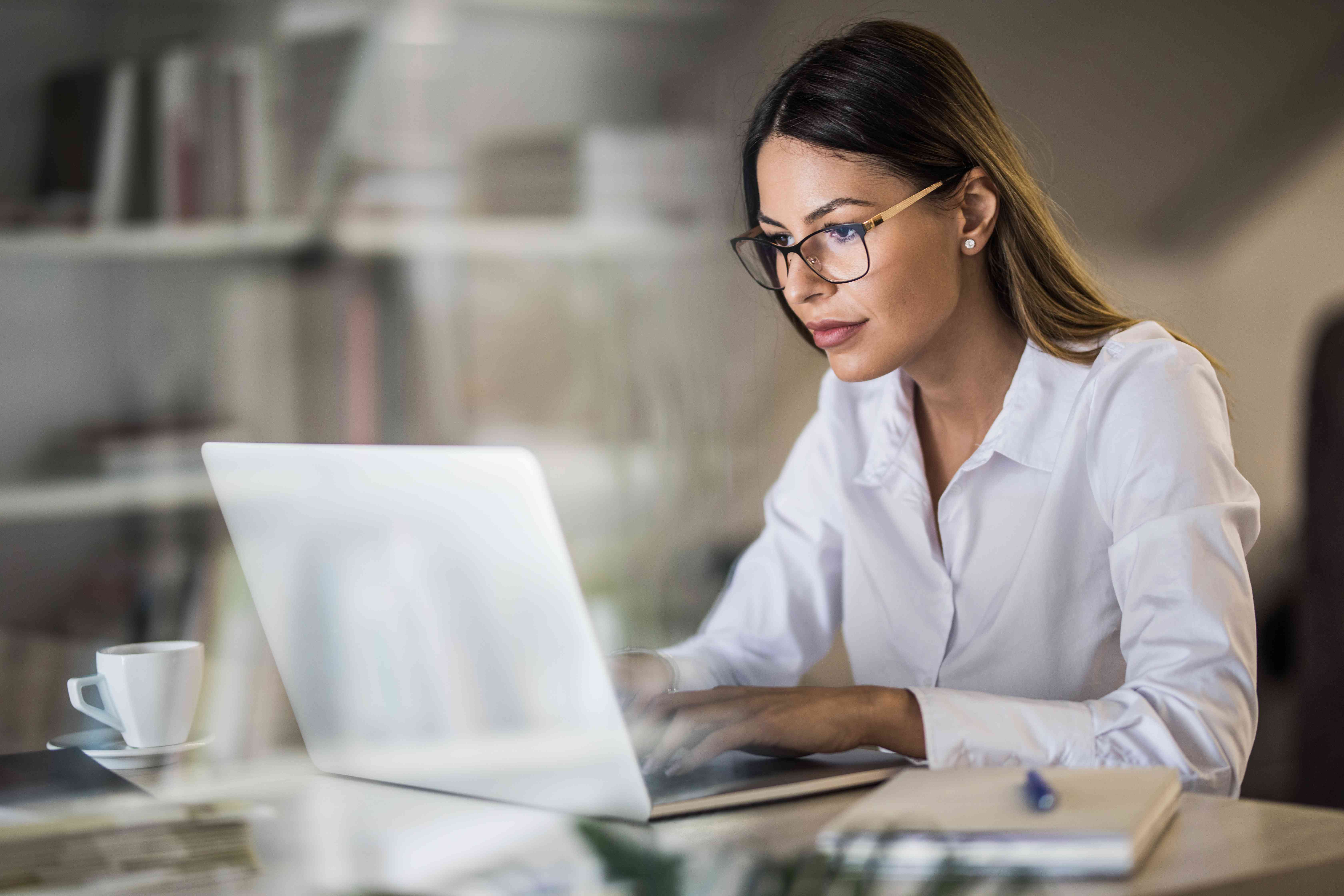 Woman working on a laptop