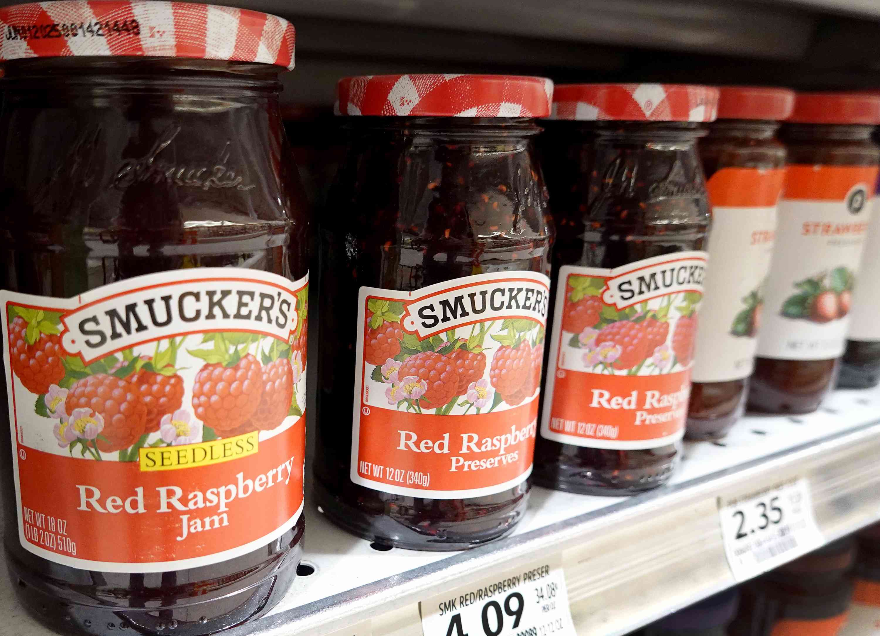 J.M. Smucker products sit on a grocery store shelf on September 11, 2023 in Miami, Florida