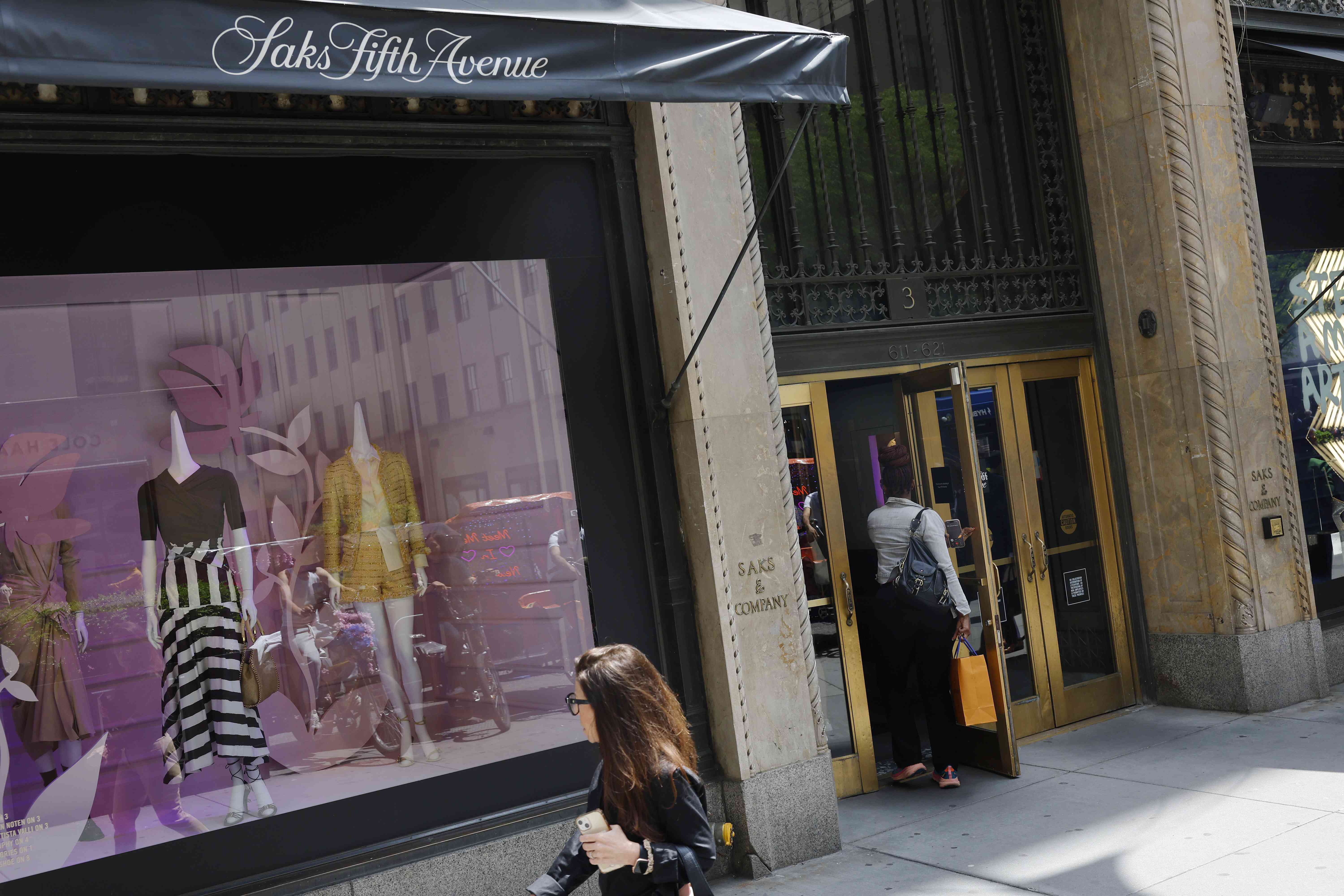 A Saks Fifth Avenue storefront in New York, New York.