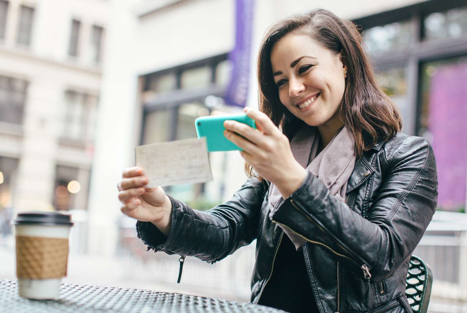 New York Woman Depositing Check Remotely